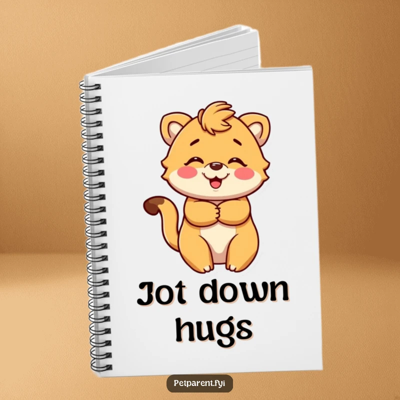 Funny Notebook with a delightful animal character giving a loving embrace on the cover. A charming funny gift for journaling and note-taking.