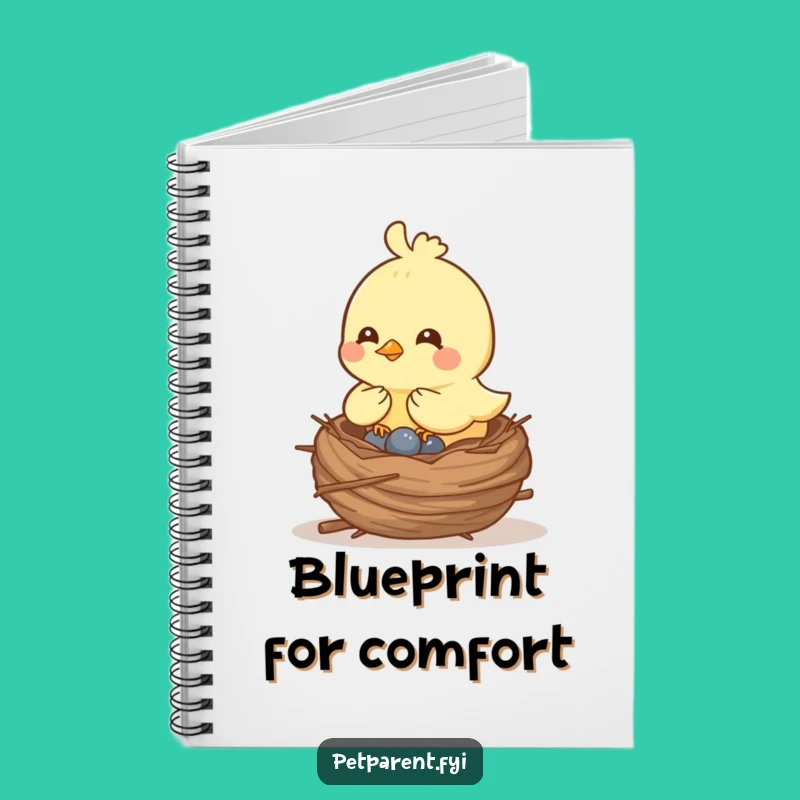 Funny Bird Nest Building Notebook - Cheerful Cartoon Journal Gift