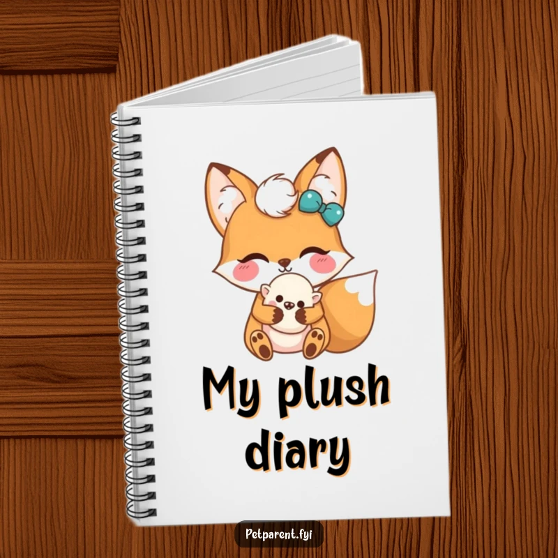 Funny Kawaii Fox Notebook: A cute Kawaii fox character holding a fluffy toy on the cover, perfect for writing and drawing.
