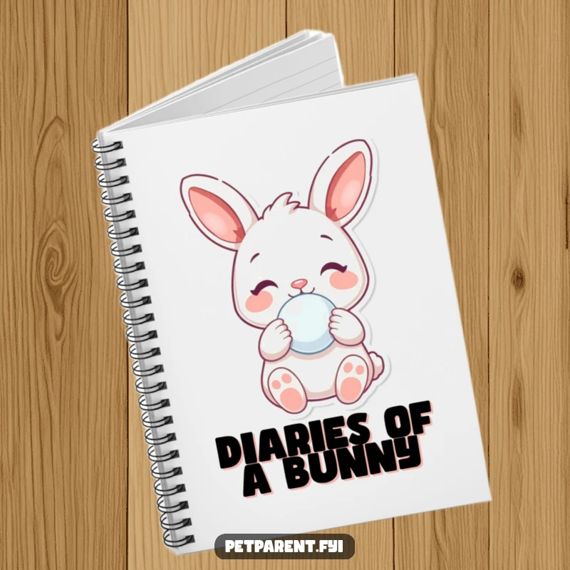 Funny Notebook: A joyful rabbit with a gentle expression holds a pacifier, a humorous design for note-taking.