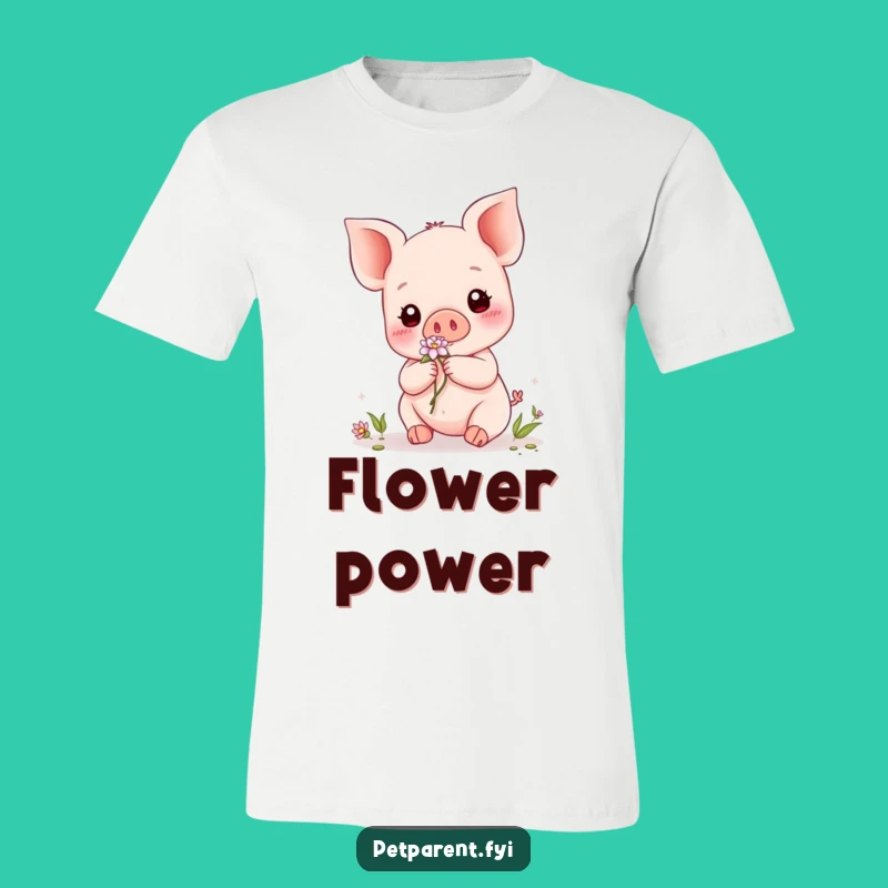 Funny Kawaii Piglet T-Shirt: Flower Giver Friend Tee - Cute & Charming Gift Shirt