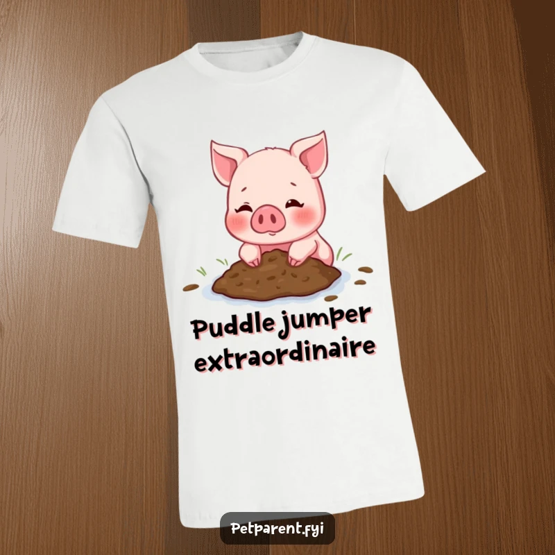 Funny Piglet T-Shirt featuring a blushing piglet offering a small mud puddle, symbolizing a sweet and humorous gesture of friendship.
