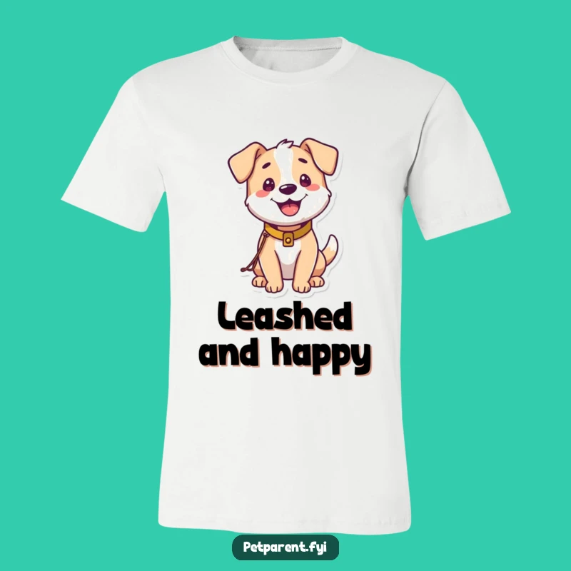 Funny Happy Dog T-Shirt: Joyful Pup on a Walk, A Hilarious Design.